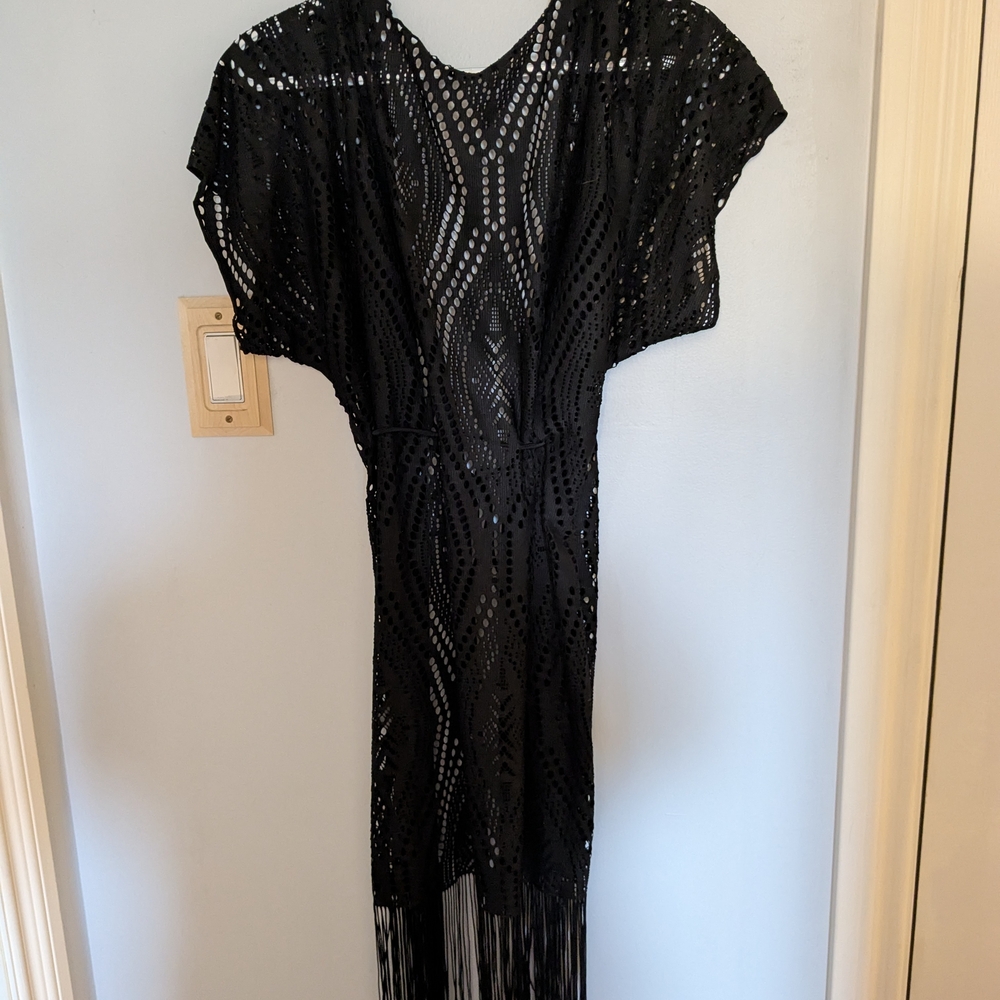 Chic Black Lace Swim Coverup - Picture 2 of 3